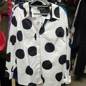 White with black polka dot Lane Bryant button down